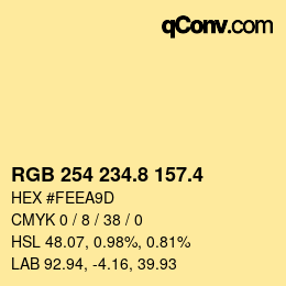 カラーコード: RGB 254 234.8 157.4 | qconv.com