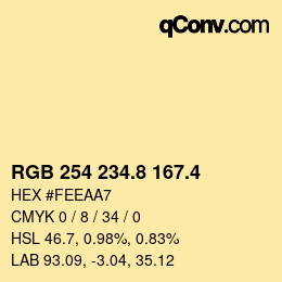 カラーコード: RGB 254 234.8 167.4 | qconv.com