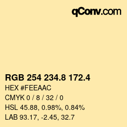 カラーコード: RGB 254 234.8 172.4 | qconv.com
