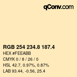 カラーコード: RGB 254 234.8 187.4 | qconv.com