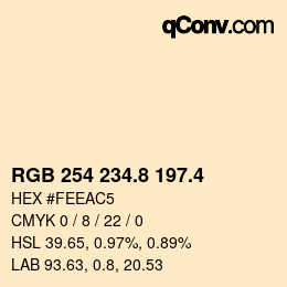 カラーコード: RGB 254 234.8 197.4 | qconv.com