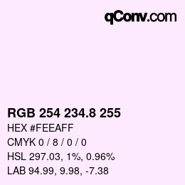 カラーコード: RGB 254 234.8 255 | qconv.com