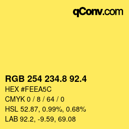カラーコード: RGB 254 234.8 92.4 | qconv.com