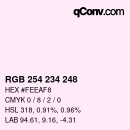 Color code: RGB 254 234 248 | qconv.com