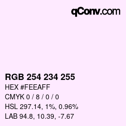 Color code: RGB 254 234 255 | qconv.com