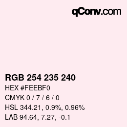 Color code: RGB 254 235 240 | qconv.com