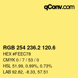 カラーコード: RGB 254 236.2 120.6 | qconv.com