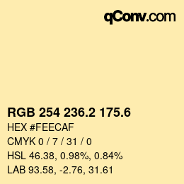 カラーコード: RGB 254 236.2 175.6 | qconv.com