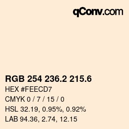 カラーコード: RGB 254 236.2 215.6 | qconv.com