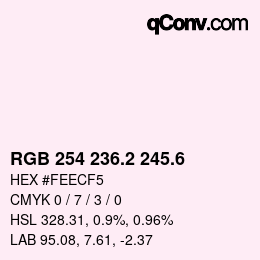 カラーコード: RGB 254 236.2 245.6 | qconv.com