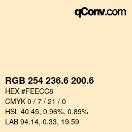 カラーコード: RGB 254 236.6 200.6 | qconv.com