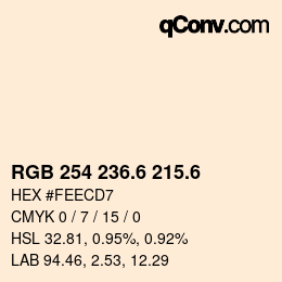 カラーコード: RGB 254 236.6 215.6 | qconv.com