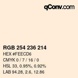 Color code: RGB 254 236 214 | qconv.com