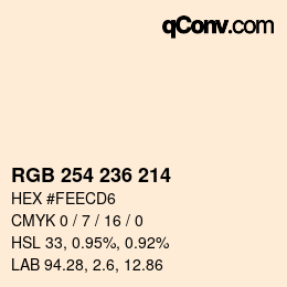 颜色代码: RGB 254 236 214 | qconv.com