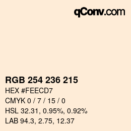 Código de color: RGB 254 236 215 | qconv.com