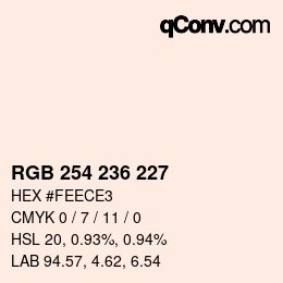カラーコード: RGB 254 236 227 | qconv.com