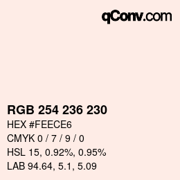 Code couleur: RGB 254 236 230 | qconv.com