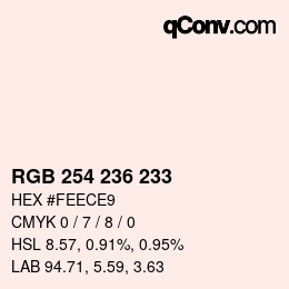 Color code: RGB 254 236 233 | qconv.com