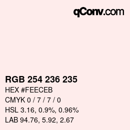 Código de color: RGB 254 236 235 | qconv.com