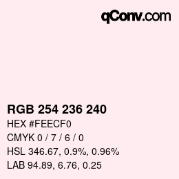 カラーコード: RGB 254 236 240 | qconv.com