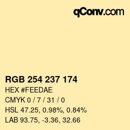 Color code: RGB 254 237 174 | qconv.com