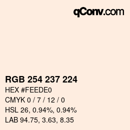 Código de color: RGB 254 237 224 | qconv.com