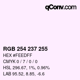 Color code: RGB 254 237 255 | qconv.com