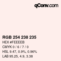 Color code: RGB 254 238 235 | qconv.com