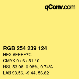 Farbcode: RGB 254 239 124 | qconv.com