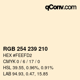 Color code: RGB 254 239 210 | qconv.com