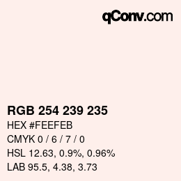 Color code: RGB 254 239 235 | qconv.com