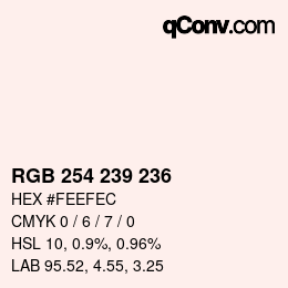 Código de color: RGB 254 239 236 | qconv.com