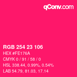 Color code: RGB 254 23 106 | qconv.com
