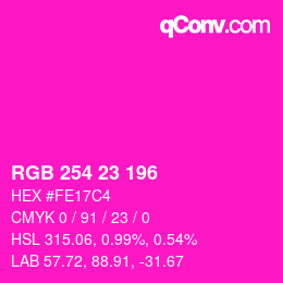 カラーコード: RGB 254 23 196 | qconv.com