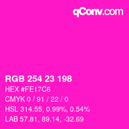 Color code: RGB 254 23 198 | qconv.com
