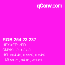 Color code: RGB 254 23 237 | qconv.com