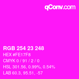 Color code: RGB 254 23 248 | qconv.com