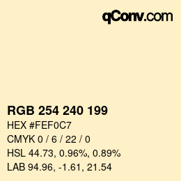 Color code: RGB 254 240 199 | qconv.com
