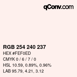 Color code: RGB 254 240 237 | qconv.com