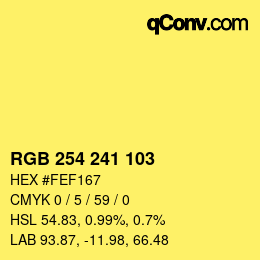 Color code: RGB 254 241 103 | qconv.com