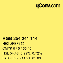Color code: RGB 254 241 114 | qconv.com