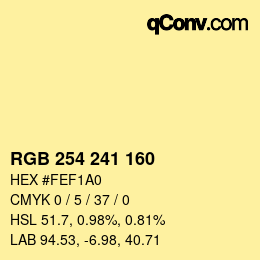 カラーコード: RGB 254 241 160 | qconv.com