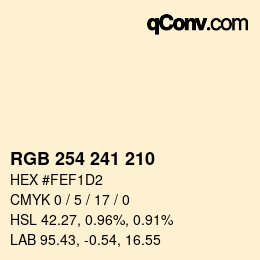 Color code: RGB 254 241 210 | qconv.com