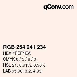 Color code: RGB 254 241 234 | qconv.com
