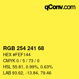 Color code: RGB 254 241 68 | qconv.com