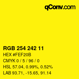 カラーコード: RGB 254 242 11 | qconv.com