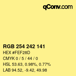 Color code: RGB 254 242 141 | qconv.com