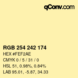 カラーコード: RGB 254 242 174 | qconv.com