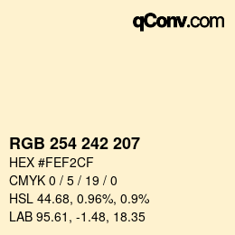 カラーコード: RGB 254 242 207 | qconv.com