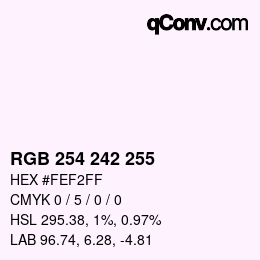 Color code: RGB 254 242 255 | qconv.com